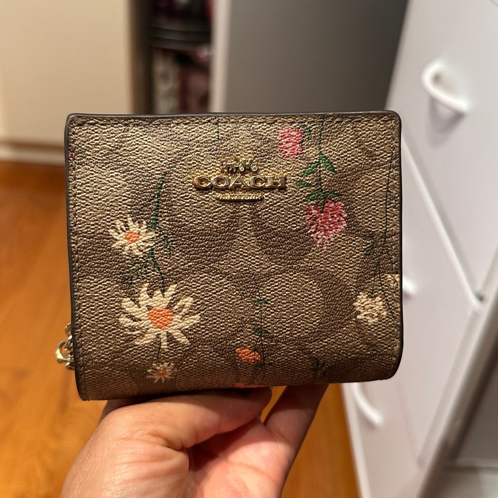 Coach Brown Wallet with Floral Accents